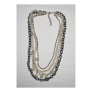 New Layered Chain and Pearl Necklace